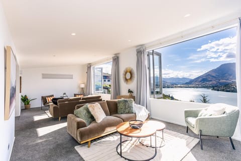 Living room, Seating area, Lake view