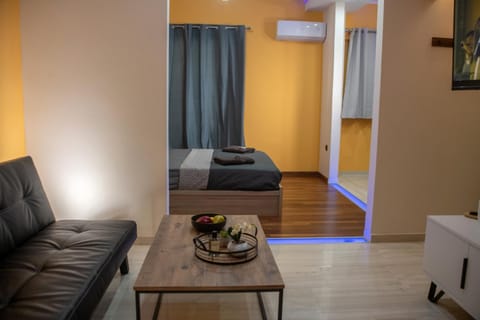 Bed, TV and multimedia, Living room, Photo of the whole room, Seating area, Bedroom, air conditioner