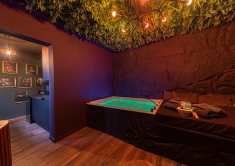 Hot Tub, TV and multimedia, Kitchen or kitchenette, Living room, Food and drinks, Decorative detail, Food, Drinks, Non alcoholic drinks, microwave, minibar, stove, kitchen
