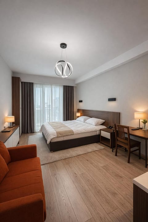 Bed, Living room, Photo of the whole room, Seating area, Bedroom