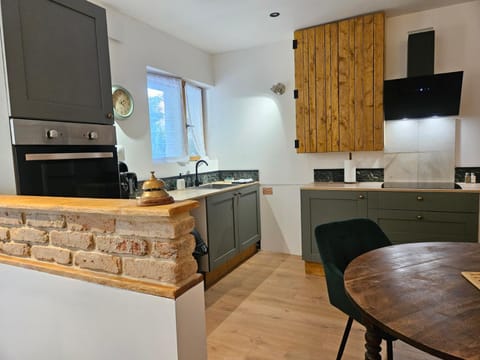 Kitchen or kitchenette, stove