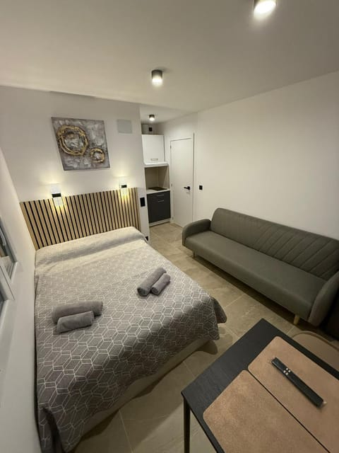 Bed, Kitchen or kitchenette, Living room, Photo of the whole room, Seating area, Dining area, Bedroom, towels