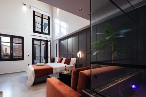 Bed, Living room, Photo of the whole room, Seating area, Bedroom