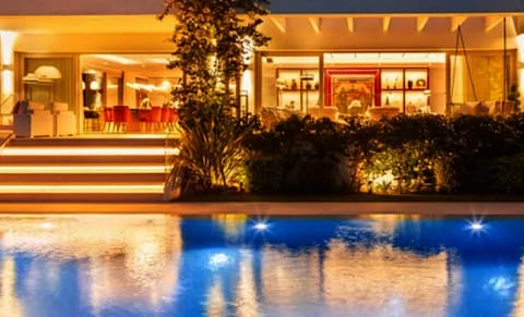 Property building, Night, Garden view, Pool view, Swimming pool