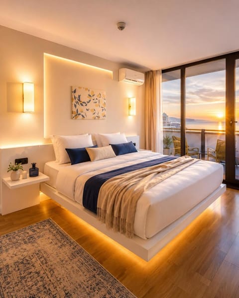 Bed, Natural landscape, Photo of the whole room, Bedroom, towels