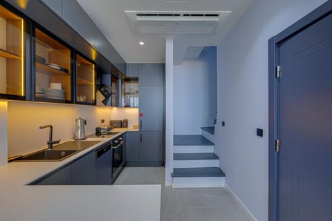 Kitchen or kitchenette, stove