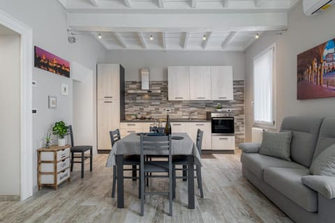 Kitchen or kitchenette, Living room, Dining area, stove