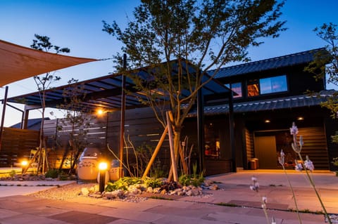 Property building, Night, Garden, Garden view