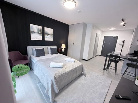 Bed, Photo of the whole room, Seating area, Bedroom, towels, wardrobe