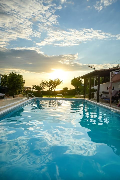 Natural landscape, Pool view, Swimming pool, Sunset