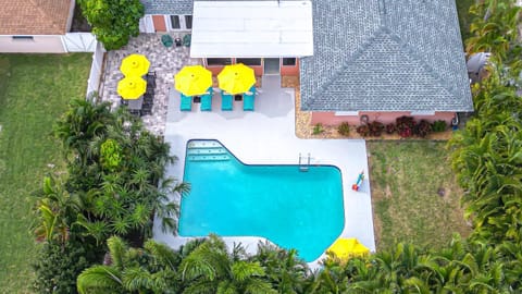 Patio, Pool view, Swimming pool, sunbed