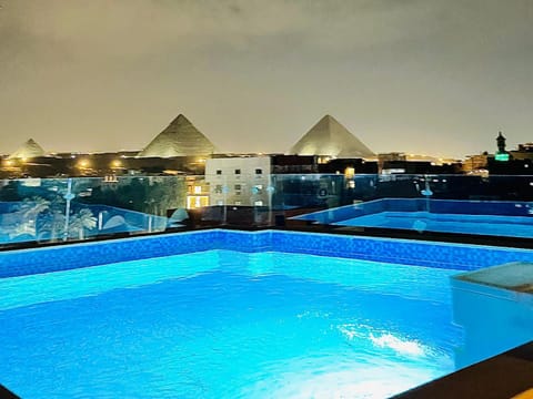 Night, Pool view, Swimming pool
