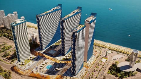 Property building, Nearby landmark, Communal lounge/ TV room, Day, Natural landscape, Bird's eye view, Beach, Evening entertainment, City view, Sea view