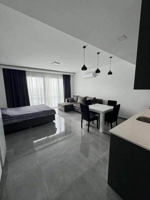 Bed, Living room, Dining area