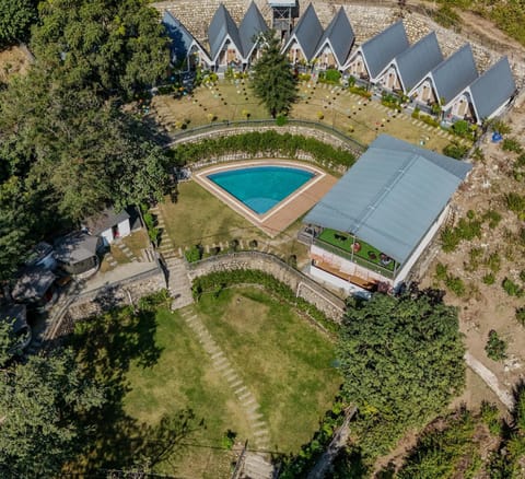 Property building, Natural landscape, Bird's eye view, Swimming pool