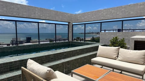 View (from property/room), Balcony/Terrace, Sea view, Swimming pool