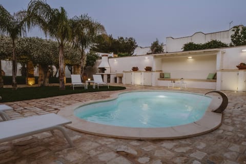 Property building, Night, Garden, Garden view, Pool view, Swimming pool