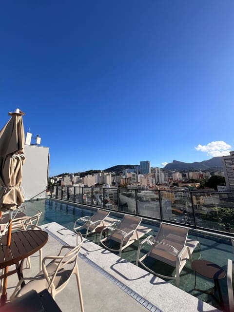 View (from property/room), Balcony/Terrace, Pool view, Swimming pool