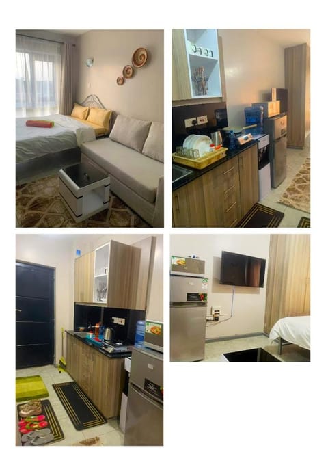 Bed, Kitchen or kitchenette, Living room, Seating area, Bedroom, stove