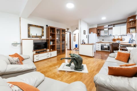 TV and multimedia, Kitchen or kitchenette, Living room, Seating area, Dining area, dishwasher, oven, stove