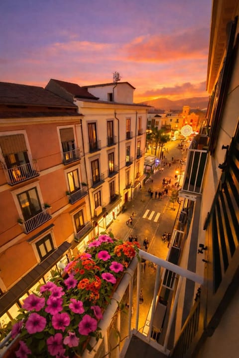Property building, Neighbourhood, View (from property/room), Balcony/Terrace, City view, Street view, Location, Sunset