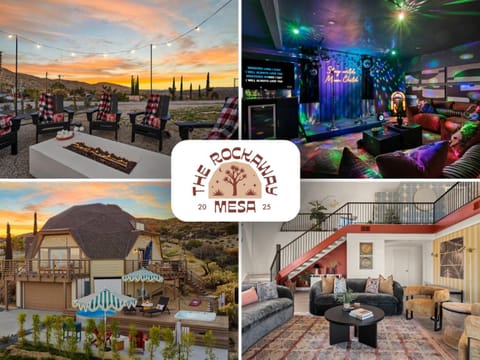 Property building, Communal lounge/ TV room, Property logo or sign, Hot Tub, TV and multimedia, View (from property/room), Seating area, Evening entertainment, Mountain view, Entertainment, Sunset, fireplace