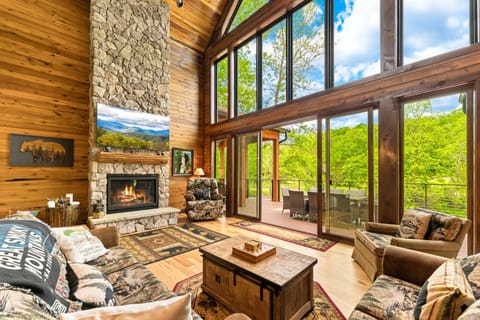 Highly Rated New Riverfront Cabin Full of Windows Hot Tub Pool Table Sleeps 12 Cabin in Townsend