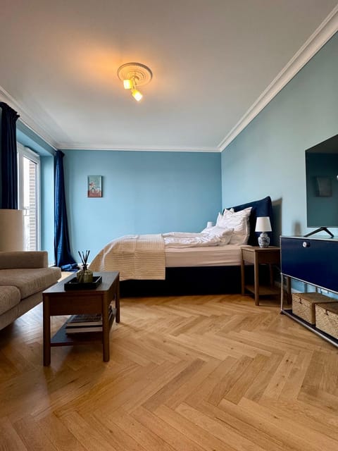 Bed, TV and multimedia, Living room, Photo of the whole room, Seating area, Bedroom