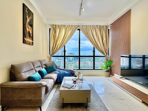 TV and multimedia, View (from property/room), Living room, Seating area, City view, air conditioner