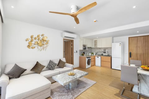Living room, Seating area, Dining area, dishwasher, stove, air conditioner