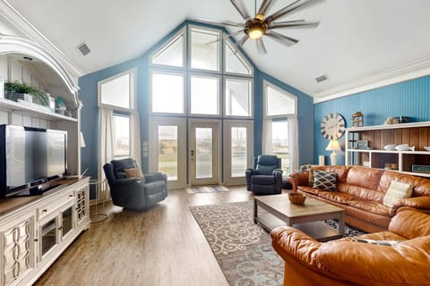 Two-story dog-friendly home with partial ocean views decks private washer dryer House in Dauphin Island