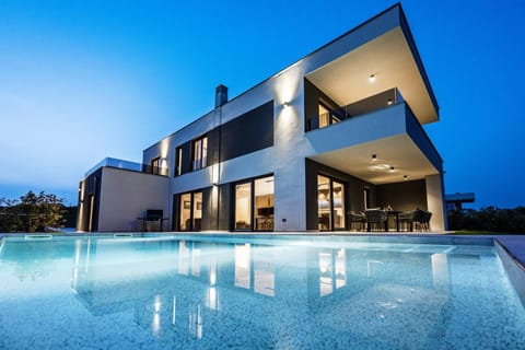 Property building, Night, Swimming pool