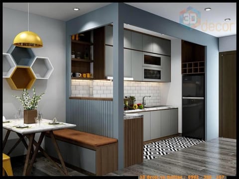 Kitchen or kitchenette, minibar, stove