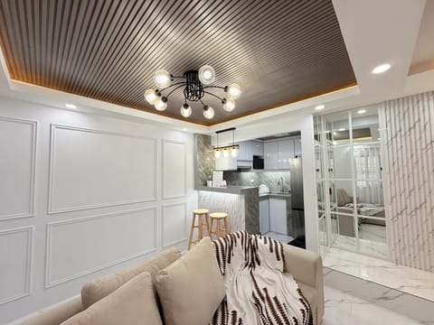 Kitchen or kitchenette, Living room, Seating area
