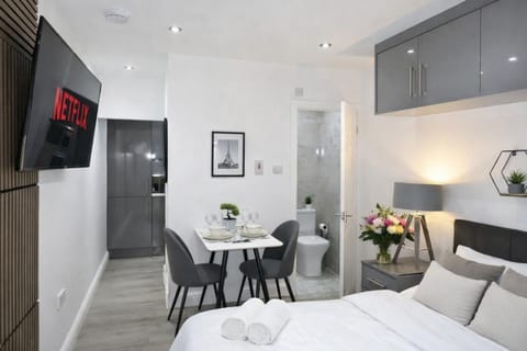 Toilet, Property building, TV and multimedia, Photo of the whole room, Seating area, Bedroom, heating, storage, towels, wardrobe, kitchen