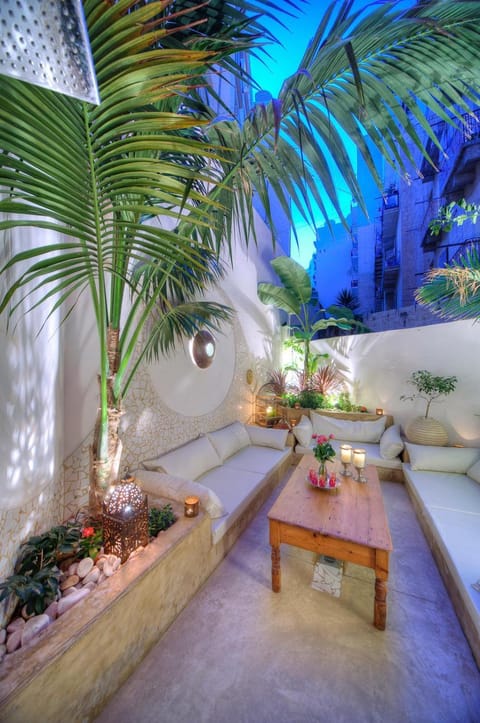 Patio, Night, Seating area, Garden view