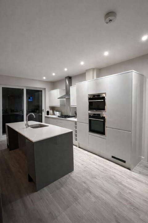 Kitchen or kitchenette, dishwasher, oven, stove