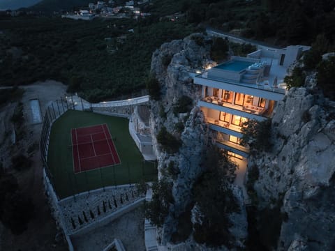 Property building, Night, Natural landscape, Bird's eye view