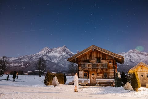 Property building, Night, Natural landscape, Winter, Sauna, Mountain view