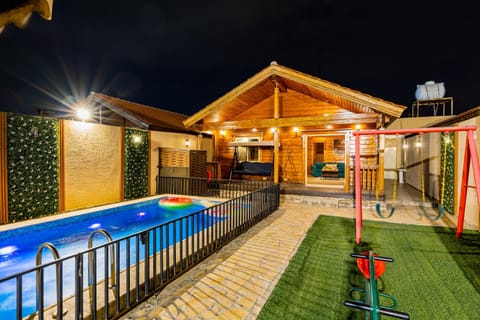 Night, Pool view, Swimming pool