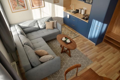 Coffee/tea facilities, Kitchen or kitchenette, Living room, Photo of the whole room, Seating area, Dining area