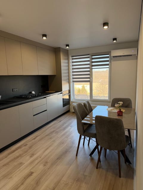 Kitchen or kitchenette, Living room, Dining area, stove