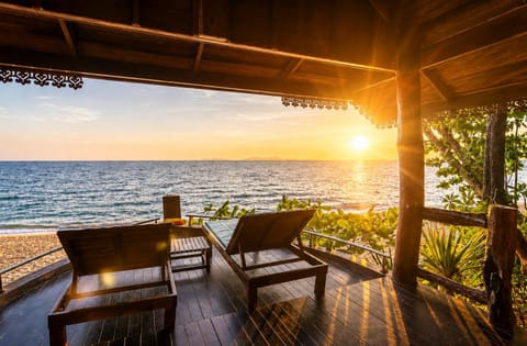 View (from property/room), Balcony/Terrace, Sea view, Sunset