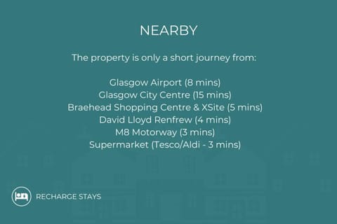 Free Parking - Sleeps 2 - 1 Bed Tenement - Renfrew Apartment in Paisley