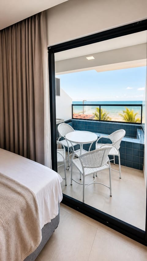 Bed, Natural landscape, View (from property/room), Balcony/Terrace, Photo of the whole room, Dining area, Bedroom, Sea view