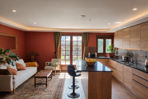Kitchen or kitchenette, Living room, Seating area