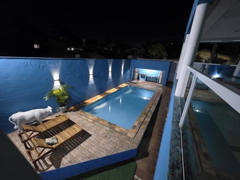 Night, Pool view, Swimming pool