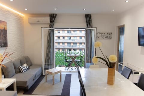 View (from property/room), Balcony/Terrace, Living room, Dining area, air conditioner