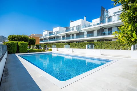 Property building, Living room, Swimming pool