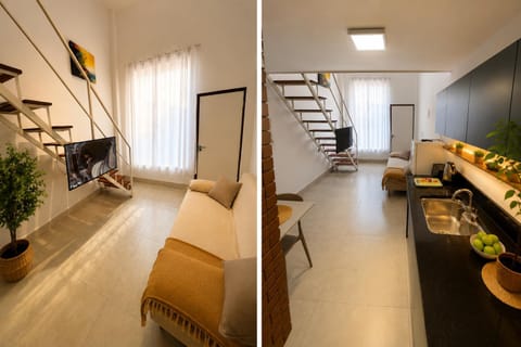 Living room, kitchen
